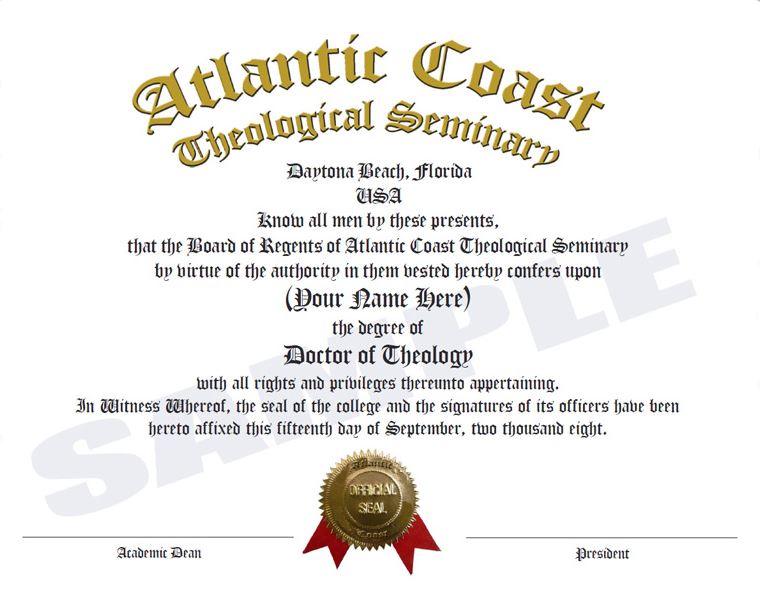 Doctor Of Theology Atlantic Coast